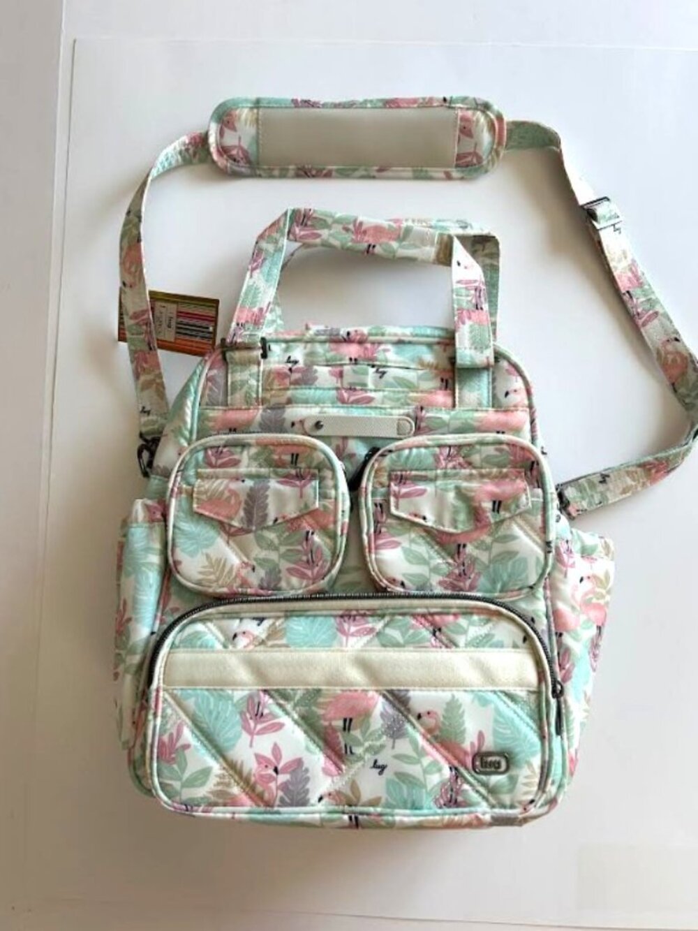 Lug Legacy Collection Mini Puddle Jumper Convertible Tote Bag Flamingo Foliage - Picture 7 of 12